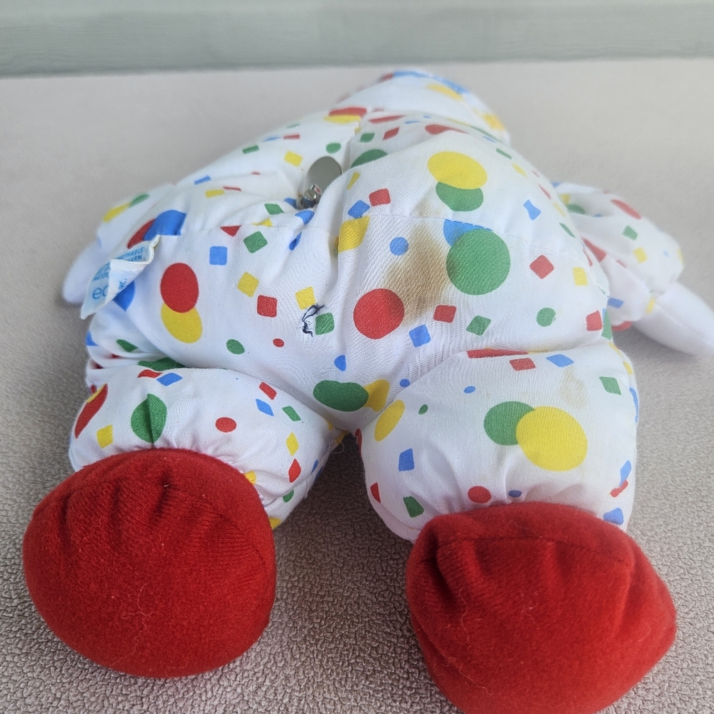 Eden Wind-Up Musical Circus Clown Plush 13" Vintage Stain White Multicolor - Picture 8 of 10
